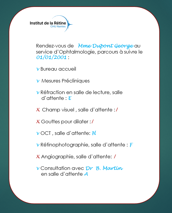 liste des examens à réaliser le jour de la visite